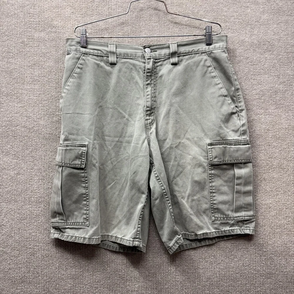 Levis Silvertab Cargo Shorts Mens 34 Green Relaxed Fit Utility Pockets Denim